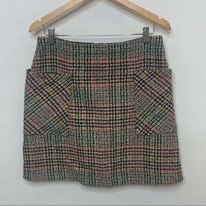 ANTHROPOLOGIE Colorful Plaid Tweed Skirt by Maeve, Size 8